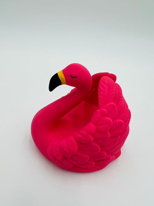Bath Toy Pink Flamingo- Natural Rubber- NonToxic-No Holes