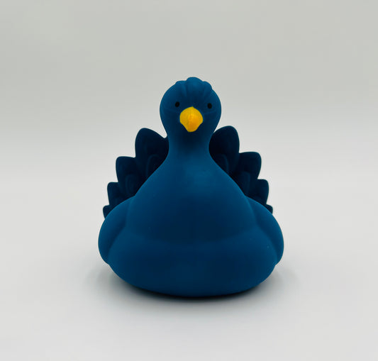 Bath Toy Peacock Blue-Natural Non Toxic Rubber-No Holes