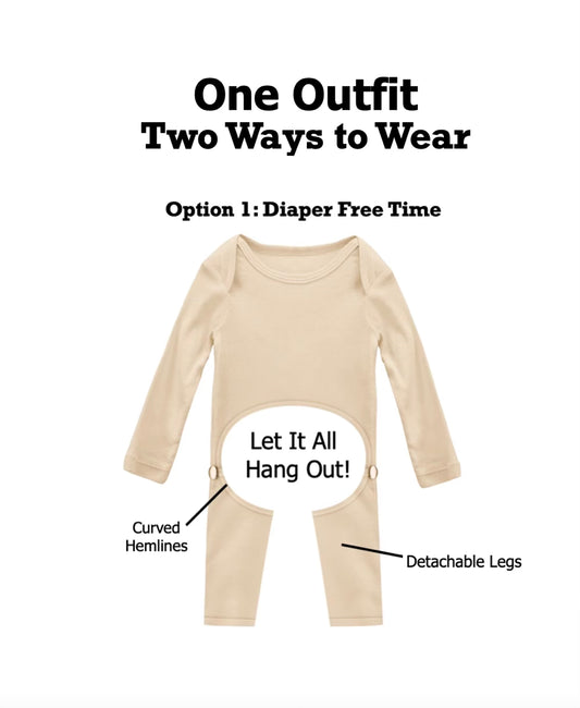Pre-Order Now! Ships in 3 months. Diaper Free Time Baby Outfit.