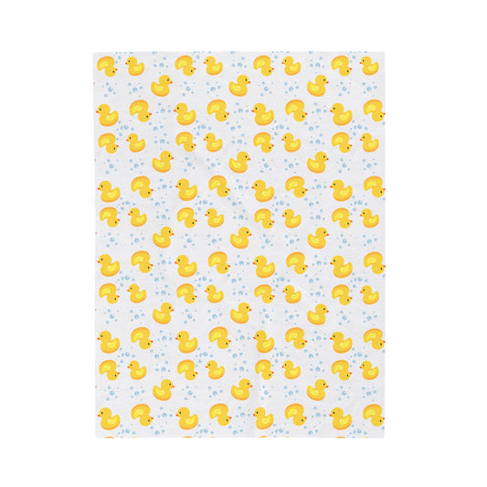 Velveteen Plush Blanket-Rubber Ducky. Three Sizes: 30x40  50x60  60x80