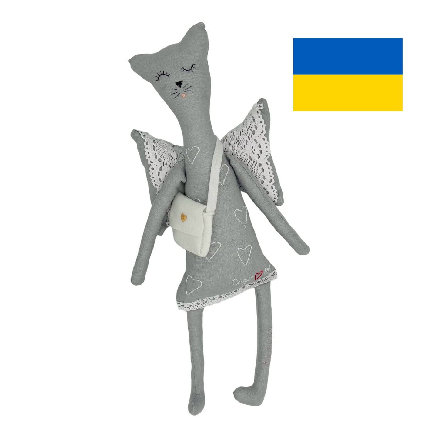 Boy Cat with Wings Luxury Plushie: Handmade in Ukraine